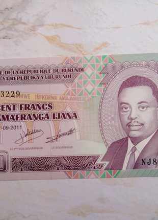 100 франків(unc) бурунді 2011 рік