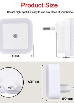 Светодиодный ночник с датчиком света, светильник в розетку