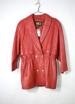 Красное кожаное пальто ct leather3 фото