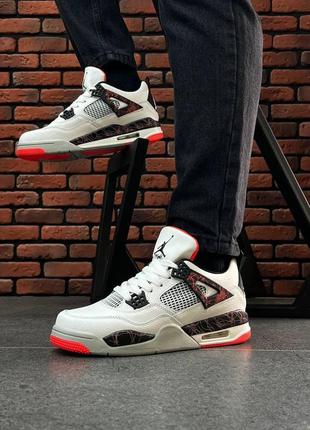 Мужские кроссовки nike air jordan 4 retro white/orange