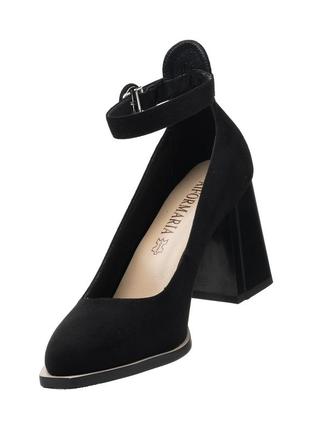 Туфли женские замшевые черные вечерние на удобном каблуке 2240т6 фото