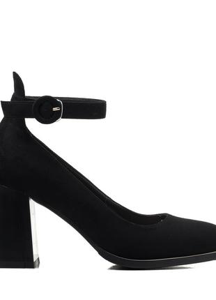 Туфли женские замшевые черные вечерние на удобном каблуке 2240т4 фото