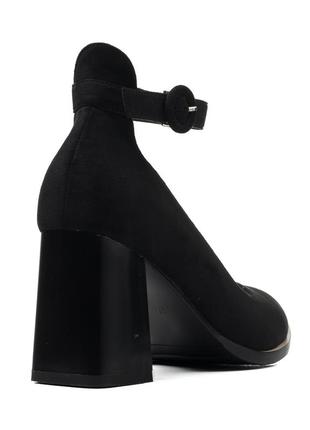 Туфли женские замшевые черные вечерние на удобном каблуке 2240т7 фото