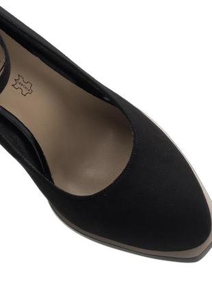 Туфли женские замшевые черные вечерние на удобном каблуке 2240т8 фото