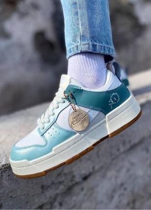 Жіночі кросівки nike dunk low white turquoise2 фото