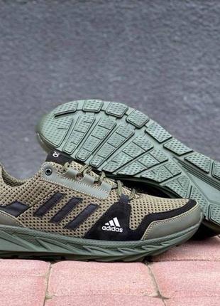 Кросівки літні adidas сітка олива.1 фото