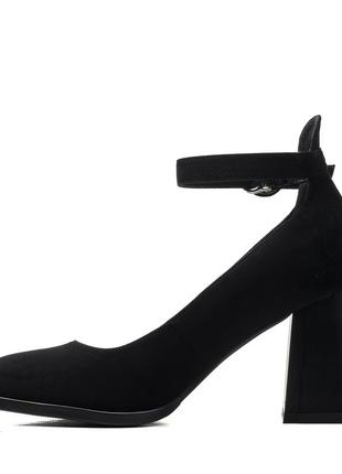Туфли женские замшевые черные вечерние на удобном каблуке 2240т5 фото