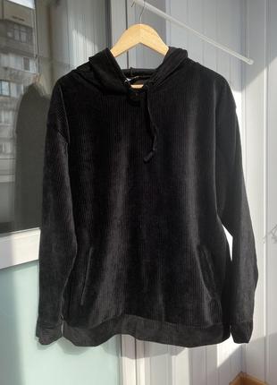 Велюрове чорне худі
