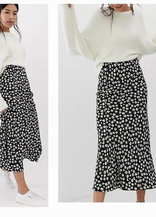 Легкая вискозная юбка,миди,цветочный принт2 фото