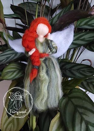 Фея калатея украшение на елку из шерсти. сувенир елочная игрушка ангел валяная кукла1 фото