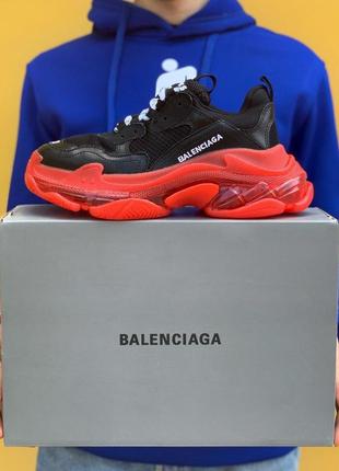 Кроссовки balenciaga triple s clear sole black red7 фото