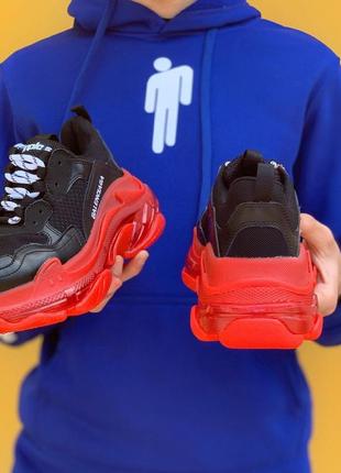 Кроссовки balenciaga triple s clear sole black red2 фото