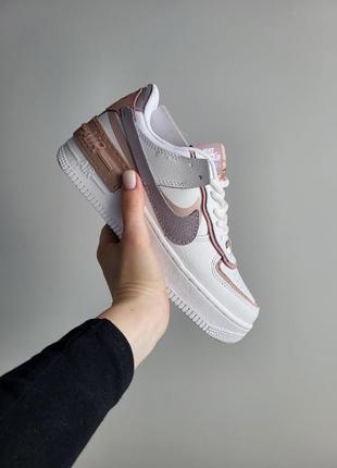 Найк аір форс кеди шкіряні  nike air force 1 shadow white brown2 фото