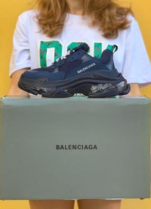 Кросівки balenciaga triple s clear sole blue