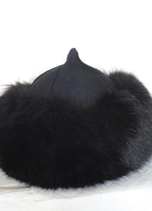 Жіноча зимова шапка чорна песець, р.562 фото