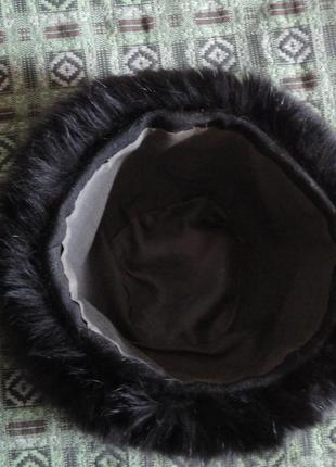 Жіноча зимова шапка чорна песець, р.564 фото