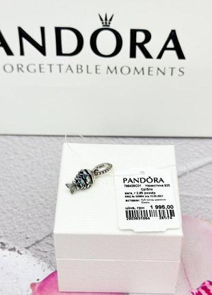 Срібна намистина «риба із синьою лускою» в стилі pandora5 фото