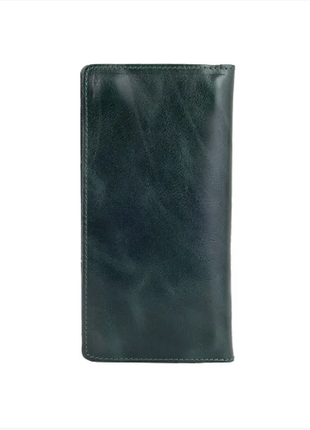 Зносостійкий зелений шкіряний гаманець на 14 карт2 фото