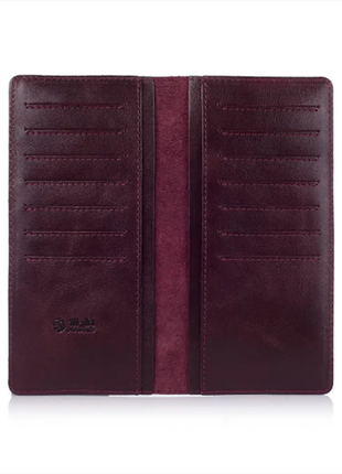 Зносостійкий темно фіолетовий шкіряний гаманець на 14 карт5 фото