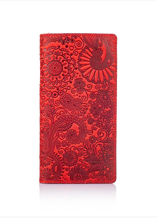 Оригінальний червоний гаманець на 14 карт колекція "mehendi art"