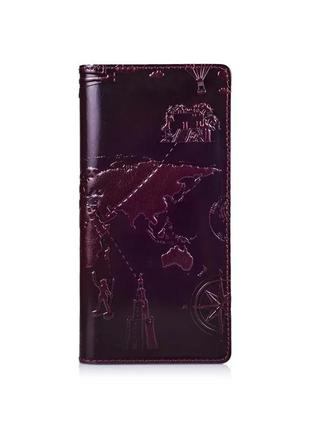 Темно фіолетовий шкіряний гаманець на 14 карт1 фото