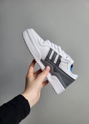 Адидас кеды бли кожаные adidas forum low white grey5 фото