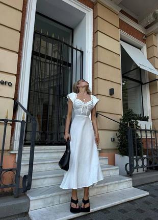 Жіноча сукня міді з коротким рукавом 100% бавовна2 фото