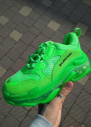 Кросівки balenciaga triple s clear sole green5 фото