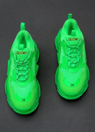 Кросівки balenciaga triple s clear sole green6 фото