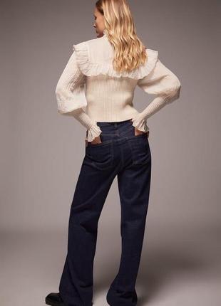 Zara комбінований светр блуза, кофта з валанами та бантом, розмір s3 фото