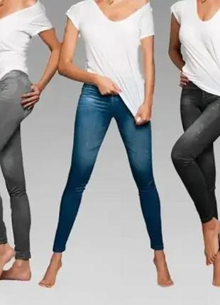 Легинсы джеггинсы-капри slim`n lift-caresse jeans l/xl синие5 фото