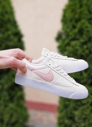 Nike blazer low baige pink logo3 фото