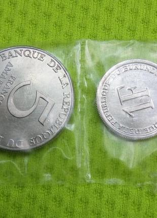 1980, 2003 бурунді 2 монети: 1 і 5 франків unc2 фото