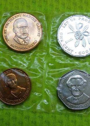 1996-2006 ямайка 4 монети: 1, 10, 25 центів, 1 долар2 фото