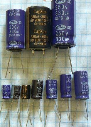 Лот: 13 × 9.54 ₴ = 124 ₴ 330 м мкф uf 100 v +85°c 13×26 samwha електролітичні конденсатори