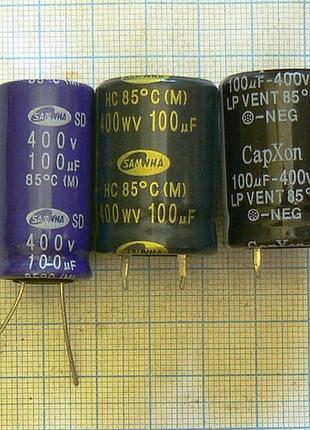 Лот: 6 × 32.81 ₴ = 196 ₴ 100 м мкф uf 400 v в +85°c 18×36 22×31 конденсаторы электролитические
