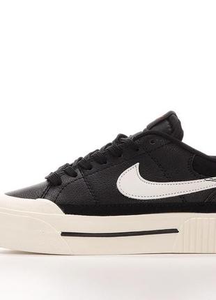 Кроссовки nike court black beige3 фото