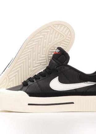 Кроссовки nike court black beige1 фото