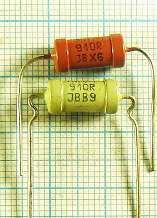 Лот: 510 × 0.40 ₴ = 204 ₴ 910е 1вт млт ±5% резистор 910 ом r е 910ом 910r к91 1 вт w