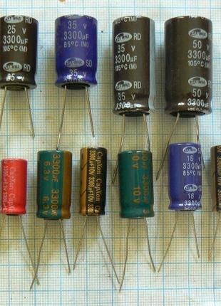 Лот: 8 × 16 ₴ = 128 ₴ 3300 мкф м мк uf 25 v +105°c 16×27 мм samwha rd конденсатор електролітичний