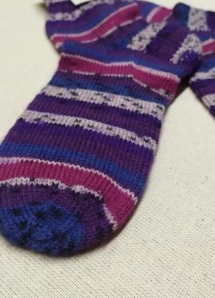 Шерстяні теплі шкарпетки, в'язані носочки, красиві якісні шкарпетки, полосаті шорстяники4 фото