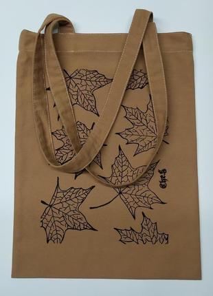 Шопер, сумка шопер, сумка на плече, сумка з рослинним принтом, шопер з красивим стильним принтом2 фото
