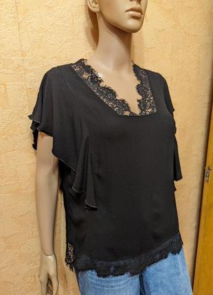 Блузка футболка кружево с воланами вискоза