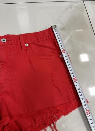 Джинсовые шорты красные4 фото