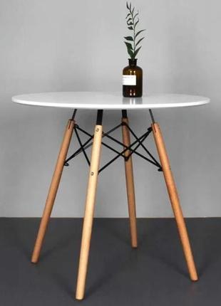 Круглий стіл кухонний білий 80 × 75 см dt-005-1 white3 фото
