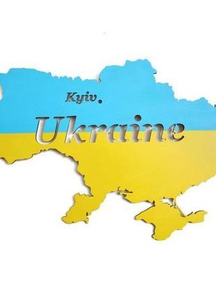 Деревянная карта украины "ukraine" желто-голубая kolodatoys