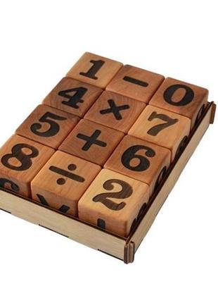Деревянные кубики с цифрами "арифметика" в коробке kolodatoys 9023