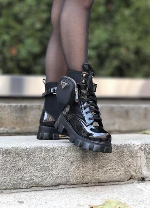 Ботинки из лакированной кожи черные6 фото
