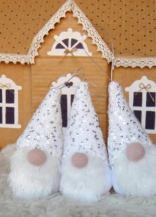 Ялинкова іграшка 15 см, скандинавський гном,новорічний декор