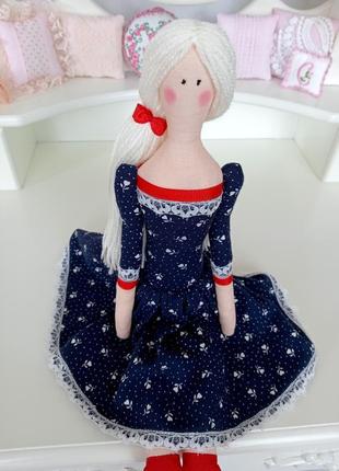 Лялька тільда ​​в синій сукні 48см2 фото
